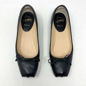 Christian Louboutin Mamadrague Ballerina Ballet Shoes Flat Black Leather size 37